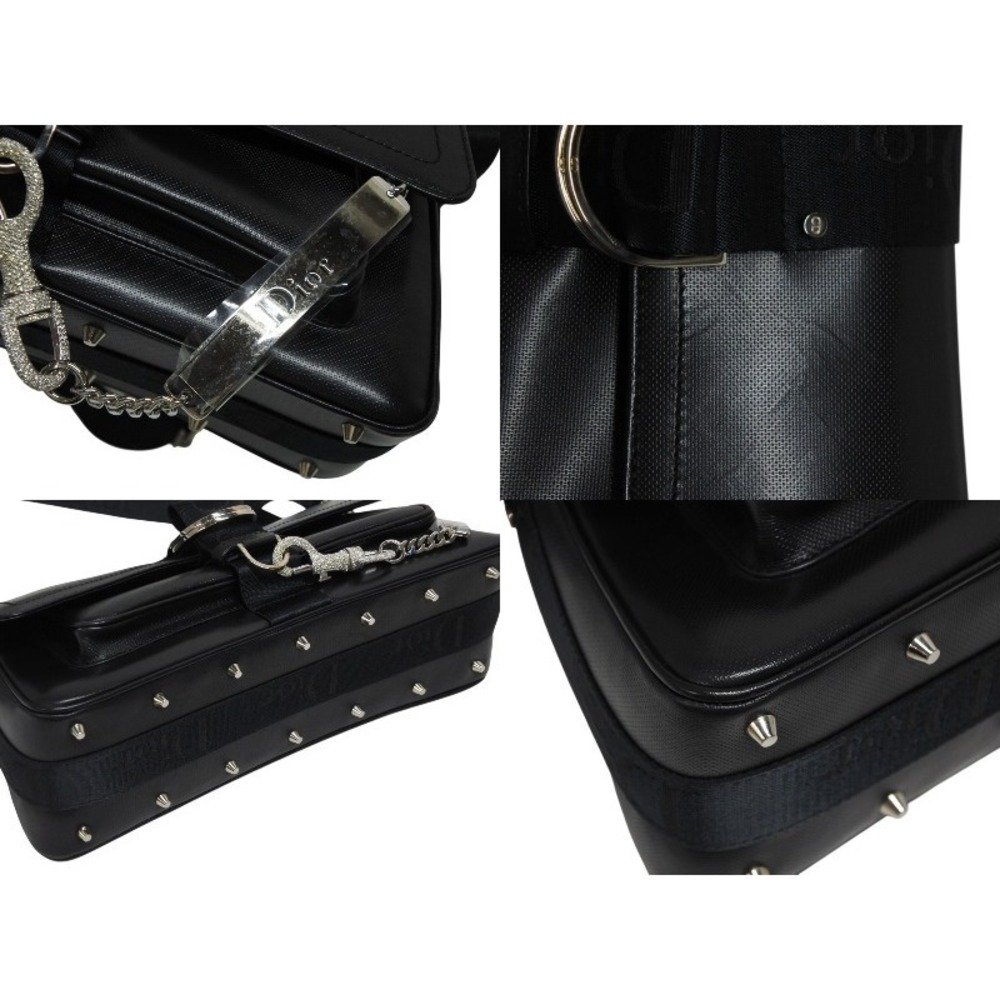 Christian Dior Galliano era Hardcore Shoulder Bag Black Leather Rhinestones - Picture 6 of 10